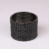 Crystal Rhinestone Bangle Bracelet Gun Plated Metal Wide Indian Bangles