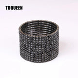 Crystal Rhinestone Bangle Bracelet Gun Plated Metal Wide Indian Bangles