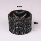 Crystal Rhinestone Bangle Bracelet Gun Plated Metal Wide Indian Bangles