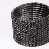 Crystal Rhinestone Bangle Bracelet Gun Plated Metal Wide Indian Bangles