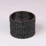 Crystal Rhinestone Bangle Bracelet Gun Plated Metal Wide Indian Bangles