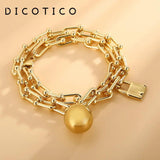 Stainless Steel U Shape Chain Bracelet with Ball Lock