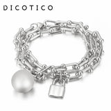 Stainless Steel U Shape Chain Bracelet with Ball Lock