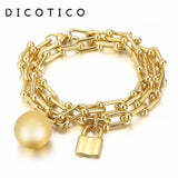 Stainless Steel U Shape Chain Bracelet with Ball Lock