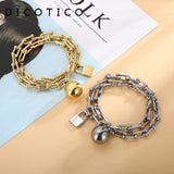 Stainless Steel U Shape Chain Bracelet with Ball Lock