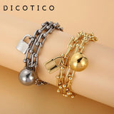 Stainless Steel U Shape Chain Bracelet with Ball Lock