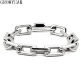 Chunky Chain Stainless Steel Bracelet Big Lock Charm Thick Rectangular Link