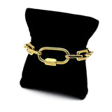 Chunky Chain Stainless Steel Bracelet Big Lock Charm Thick Rectangular Link