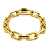 Chunky Chain Stainless Steel Bracelet Big Lock Charm Thick Rectangular Link