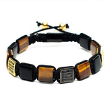 Men's Natural Stone Square Beads Braided Bracelet Set