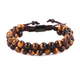 Men's Natural Stone Square Beads Braided Bracelet Set