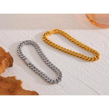 Stainless Steel Cuban Chain Bracelet Bangle 18K Plate Waterproof Jewelry