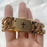 Men's Cuban Chain Bracelet Stainless Steel Rock Cross Hip Hop Party Jewelry