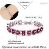 Rose Red Crystal Flower Tennis Bracelet for Christmas Gift