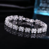 Rose Red Crystal Flower Tennis Bracelet for Christmas Gift