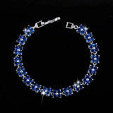 Rose Red Crystal Flower Tennis Bracelet for Christmas Gift