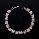 Rose Red Crystal Flower Tennis Bracelet for Christmas Gift