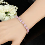 Rose Red Crystal Flower Tennis Bracelet for Christmas Gift