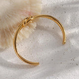 Twisted Braid Knot Charm Cuff Bracelet Stainless Steel 18K Women's Bangles