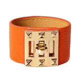Kirykle Women Bracelet High PU Leather Stainless Steel Bracelets Bangle