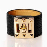 Kirykle Women Bracelet High PU Leather Stainless Steel Bracelets Bangle