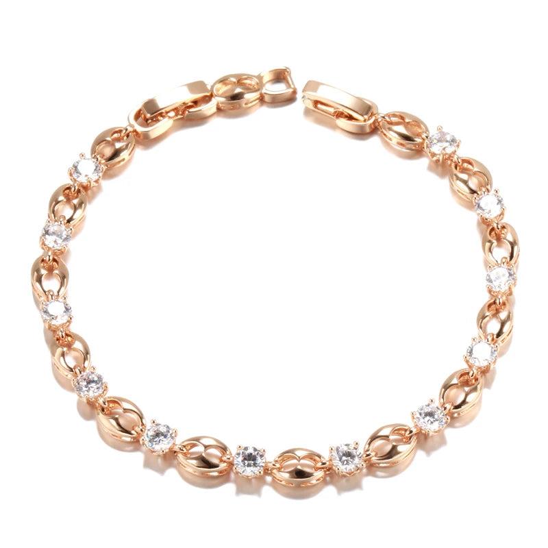 Kinel 585 Rose Zircon Bracelet For Women Wedding Jewelry