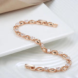 Kinel 585 Rose Zircon Bracelet For Women Wedding Jewelry