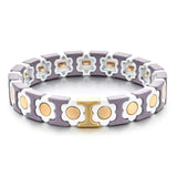 Boho Enamel Pink Flowers Charm Bracelet