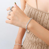 Stainless Steel Chain Bracelet Crystal Jewelry Metal Bracelet