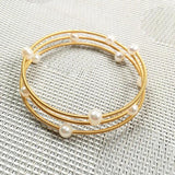 Freshwater Pearl Bangles Iron Alloy Bracelet for Women