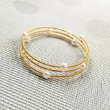 Freshwater Pearl Bangles Iron Alloy Bracelet for Women