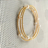 Freshwater Pearl Bangles Iron Alloy Bracelet for Women