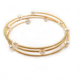 Freshwater Pearl Bangles Iron Alloy Bracelet for Women