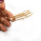 Freshwater Pearl Bangles Iron Alloy Bracelet for Women