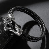 Dragon Leather Hand Bracelet Stainless Steel Wristband