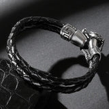 Dragon Leather Hand Bracelet Stainless Steel Wristband