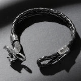 Dragon Leather Hand Bracelet Stainless Steel Wristband
