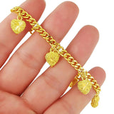 24K Cuban Chain Bracelet with Heart Pendant - Jewelry Gift
