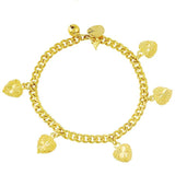24K Cuban Chain Bracelet with Heart Pendant - Jewelry Gift