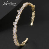 Crystal Cuff Bangle Irregular Cubic Zirconia Bracelet Baguette for Wedding Party