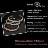 Crystal Cuff Bangle Irregular Cubic Zirconia Bracelet Baguette for Wedding Party