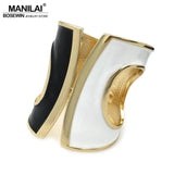 Oil-spot glaze Punk Big Cuff Bracelets Women Statement Bangles Tone Alloy
