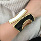 Oil-spot glaze Punk Big Cuff Bracelets Women Statement Bangles Tone Alloy