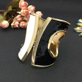 Oil-spot glaze Punk Big Cuff Bracelets Women Statement Bangles Tone Alloy