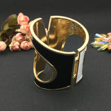 Oil-spot glaze Punk Big Cuff Bracelets Women Statement Bangles Tone Alloy