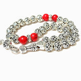 8mm Hollow Carved Alloy Beads with Wings Charm Shape 33 Prayer Beads