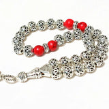 8mm Hollow Carved Alloy Beads with Wings Charm Shape 33 Prayer Beads