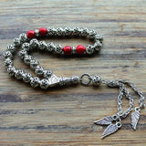 8mm Hollow Carved Alloy Beads with Wings Charm Shape 33 Prayer Beads