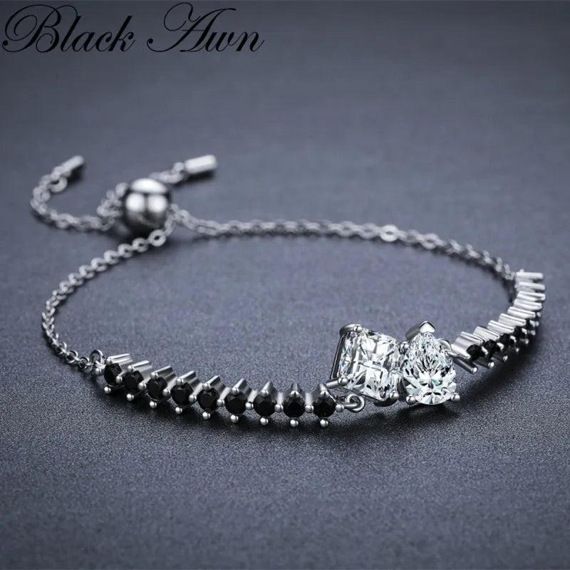 AWN Heart Silver Charm Bracelet Women Wedding Jewelry S012
