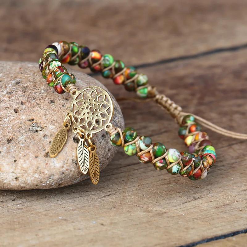 Stainless Steel Dream Catcher Beaded Bracelet Hope Wrap Jewelry